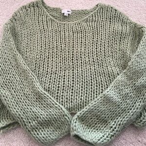 Amuse Society || Sage green Knit slightly cropped Sweater very soft